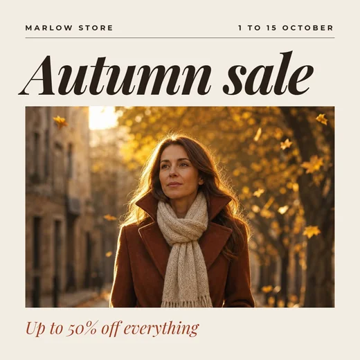 The Editorial suggestion: autumn sale at Marlow Store, up to 50% off everything